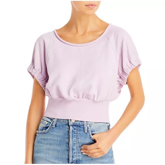 3.1 Phillip Lim Shirred Ballerina Neck Crop Top Lilac Designer - Picture 2 of 8